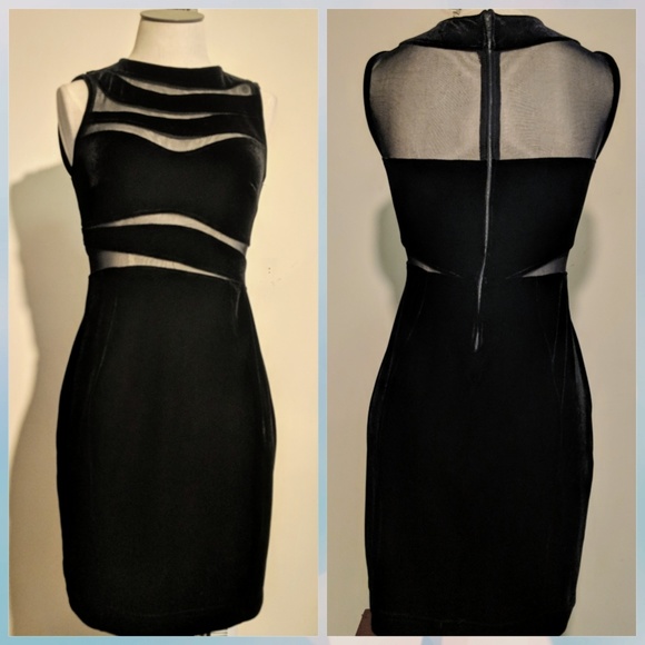 Tadashi Shoji Dresses & Skirts - Tadashi vintage black velvet illusion mini dress